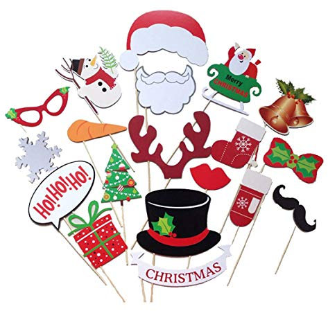 Trimming Shop Weihnachten Fotostand Requisiten Lustig Slefie Party Geschenk Dekoration für Kinder, Erwachsene DIY Basteln – Weihnachtsmann Bart Hut Schnurrbart Gläser und Vieles Mehr