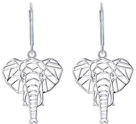 JO WISDOM Damen Ohrringe Elefant Ohrhänger Silber 925,Hängende Tier Schmuck mit Weißgold plattiert,Schmuck für Frauen