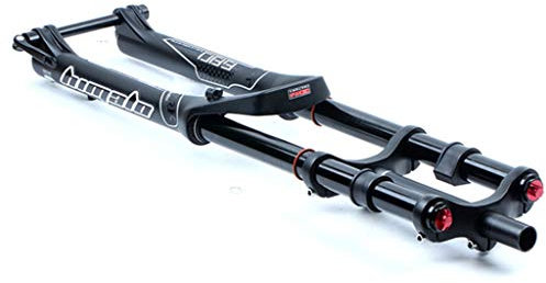 MZP Bike Front Fork 26 27.5 29 Inch Double Shoulder Control MTB Downhill Hydraulic Suspension Straight Tube Ultralight Aluminum Alloy Bicycle Shock Absorber (Color : Black, Size : 27.5inch)