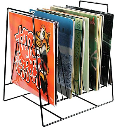 VDD LP vinyl design rack de stockage record rack retro pour 60 à 70 vinyles LPs de 12 pouces noir