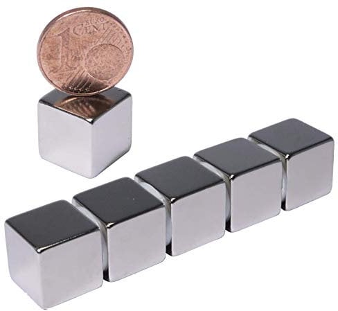 Neodym Magnete Mini Magnet 12x12x12mm Würfel Quader 7,94 KG Für Magnettafel Pinnwand Kühlschrank Starker Magnetquader - Whiteboard Quadermagnet 12mm Magnet Würfelmagnet Cube [5 Stück]