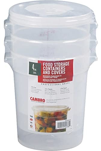Cambro RFS4PPSW3190 4-Quart Round Food-Storage Container with Lid, Set of 3