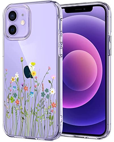 Unov Case Compatible with iPhone 12 iPhone 12 Pro Case Clear with Pattern Slim Protective Soft TPU Bumper Embossed Design 6.1 Inch (Flower Bouquet)