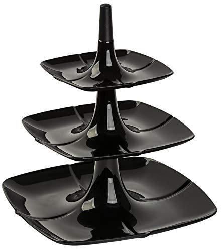 Etagere 3 stöckig Kuchenständer Dessertständer Tortenhalter Käseplatte Kunststoff Farbe schwarz