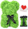 Rosenbär, Rose Teddybär, 25.4 cm, Dutzend Blumen, künstliche Pflanzen, Dekoration, Geschenk für Valentinstag, Muttertag, Weihnachten, Party, Dekorationen mit transparenter Geschenkbox (15 grün)
