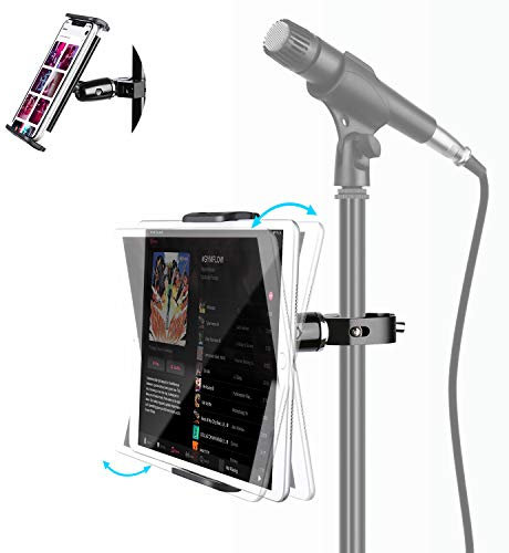 Elitehood Metal iPad Stand Holder, 360° Swivel Tilt Mic Phone Holder Mount Adapter, Aluminum Tablet Clamp for 4-12.9 Tablets