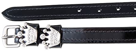 PFIFF 102919 Lackleder-Sporenriemen Jewels mit Strass, Schwarz, Größe 2