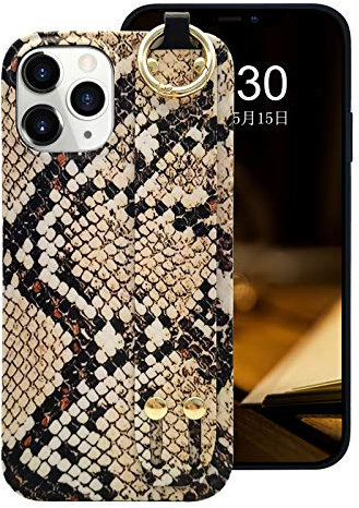 Guppy Kompatibel mit iPhone 11 Pro Max Snake Skin Hülle Cool Snake Muster Texturiert mit Handgelenk Handschlaufe für Damen Mann Dünn Leicht Weich Bumper Schutzhülle Case Braun