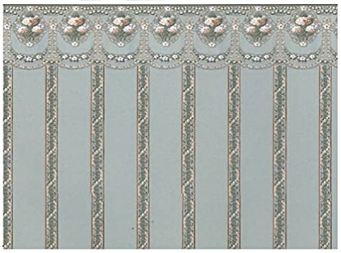 Melody Jane Dolls Houses Puppenhaus Salbeigrün Hortensien Girlande Tapete Miniaturdruck Maßstab 1:12