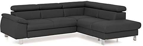 Mivano Ecksofa Micky mit Ottomane / L-Form-Sofa mit Schlaffunktion, Stauraum und Kopfteilverstellung / 249 x 72 x 207 / Kunstleder, Schwarz