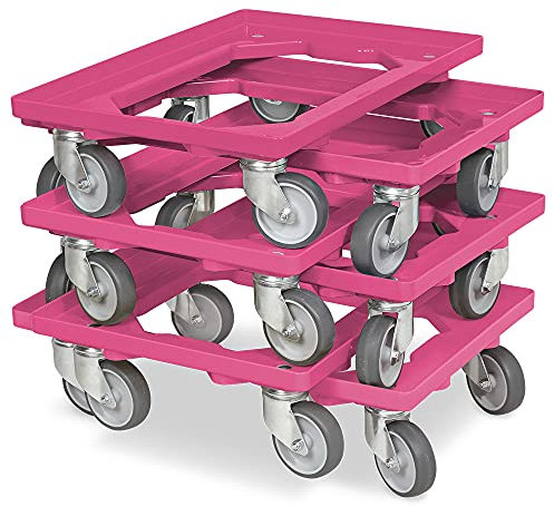 BRB 6X Logistikroller/Transportroller für Kisten 600x400 mm, Tragkraft 250 kg (pink)