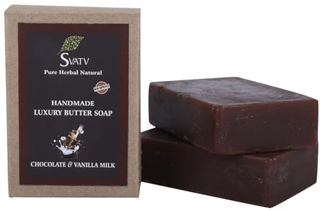 SVATV Handcrafted Seife with Choccolate & Vanilla | Soothing Herbs | Moisturized skin - Traditional Ayurvedic Herbal body Seife bars for Men & Women, all skin types 125g x2 Bars