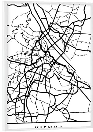 artboxONE Poster mit weißem Rahmen 18x13 cm Städte Vienna Austria Black City MAP - Bild Vienna Coordinates Design