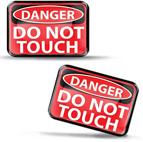SkinoEu 2 x Aufkleber 3D Gel Silikon Stickers Danger Achtung Do Not Touch Auto Moto Motorrad Fahrrad Skate Fenster Tür PC Tablet Laptop Tuning KS 114