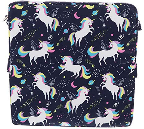 Junge Mädchen Sitzerhöhungskissen 32x32x8cm Weihnachten Event | Dichte Schwammpolsterung, Köperbezug, Rutschhemmende Unterseite, Einhornmuster, für Reisen und Tischspielzeiten