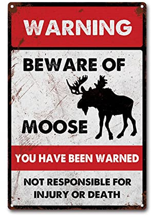 LIUAXICIA Blechschild Beware of Elch, Metall-Blechschild, Hausbar, Café, Wanddekoration, Schilder, 20,3 x 30,5 cm