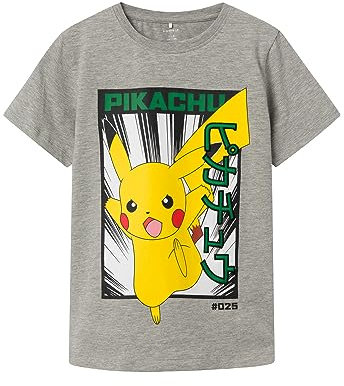NAME IT Jungen NKMJYXTON Pokemon SS TOP Sky T-Shirt, Grey Melange, 134/140