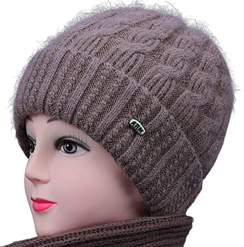 Fiauli Wintermütze Kopfschutz Weich Dehnbar Oma Wintermütze Khaki