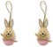 Holz Hase auf Ei rosa - Frohe Ostern 6 x 7,5cm 2 Stück Deko-Hänger Osterhase Osterei Anhänger
