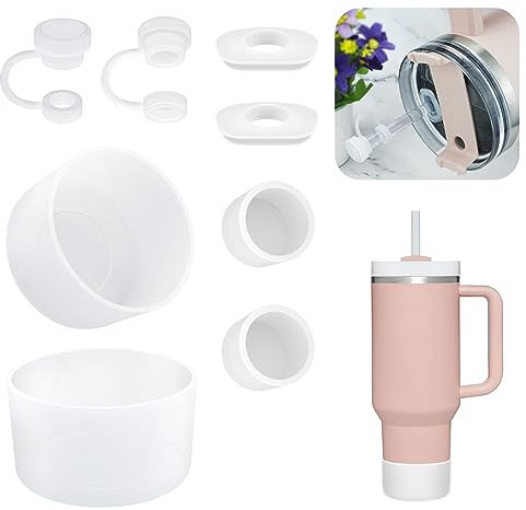 8PCS Cup Accessories Set for Stanley Cup H2.0, Including 2 Pcs Straw Cover Cap for 9-10 mm Straw, 4 Silicone Spill Proof topper, 2 Pcs Silicone Boot for Stanley 40 oz 30 oz 20 oz Tumbler with handle