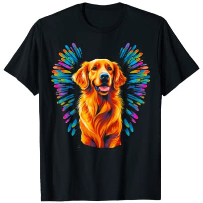 Diseño artístico Angel Wings Heaven Golden Retriever Dog Camiseta