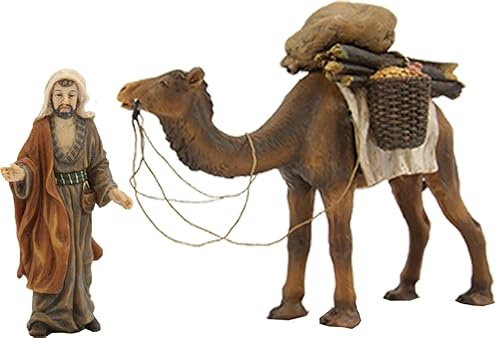 FADEDA 2X Kamel mit Treiber/Höhe:11 cm/handbemalt/detailgetreue Krippen Figuren - Weihnachten Tisch Dekoration Krippe Zubehör