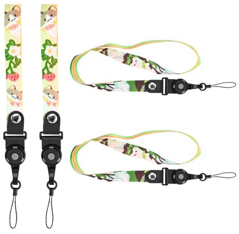 ZIJANG Laniere Telephone Portable Mignon, 4 Pièces Dragonne Téléphonee Telephone, Cordon Telephone Portable, Design à Clipser, Dessin Mignon, Adapté aux Téléphones Mobiles, Porte-Clés et Clés USB
