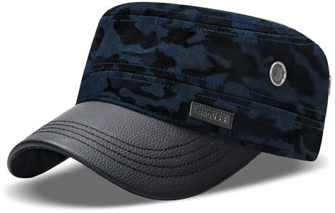 CACUSS Herren Baseballmütze Erwachsenen Mütze Baumwolle Army Kappe Cadet Hat Military Flat Top Verstellbare Baseballkappe für Draussen, Sport und Reisen