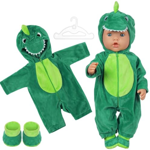 Aolso Kleidung Outfits für Baby Puppen, Babypuppenkleidung für 14–18 Zoll große Puppen, 35–45 cm große Babypuppen, Puppe Zubehör, Neue Puppenkleidungs-Outfits, Geschenke für Mädchen (Dinosaurier)
