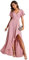 Ever-Pretty Robe de Soirée Femme Longue Col V Manches Courtes Fendue Asymétrique A Line Chic Rose Poussiéreuse 44
