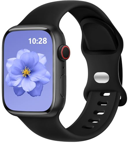 DaQin Soft Silicone Band Compatible with Apple Watch SE Strap - Breathable Sport Band Compatible with Apple Watch Straps Women Series 11 10 9 8 7 6 5 4 3/ for iWatch Straps 40mm 42mm 38mm 41mm, Black | Soft Waterproof Wristband Strap for iWatch 38mm 40mm 41mm 42mm 44mm 45mm 46mm 49mm Series 11 10 9 8 7 6 5 4 3 2 1 SE Ultra