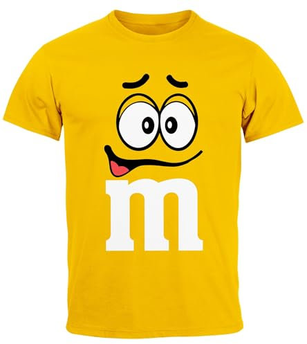 MoonWorks® Herren T-Shirt Fasching Karneval M Aufdruck Gruppenkostüm Verkleidung Last Minute Faschingskostüme Männer Funshirt Gelb XS