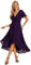 Ever-Pretty Abito da Ospite Scollo A V Maniche A Volant Gonna A Trapezio Abiti Cerimonia Donna Eleganti Viola Scuro 42