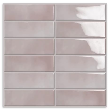 10 Stück Metro Fliesen Fliesenaufkleber Klebefliesen,30,5 x 30,5cm Rosa Selbstklebend Fliesen Wandfliesen für Bad Küche RV