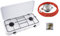 SMH LINE® Réchaud à gaz de camping à 2 feux avec tuyau et régulateur 50 mbar Gaz propane 4,4 kW Plaque de cuisson Camping Camping Bouteille de gaz Cuisinière d'extérieur Réchaud de table XL, SM-105