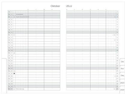 X17-A5 Monatsplaner, Monatskalender Nachfüllpack| „Classic“ 2025-2027, 1 Heft à 3 Jahre, inkl. Memokarte. Nur passend für das X17-System. Made in Germany