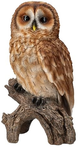 Figuren Shop GmbH Naturgetreue Eulen Gartenfigur: Großer Waldkauz 31 cm - HotAnt, Wetterfeste Deko