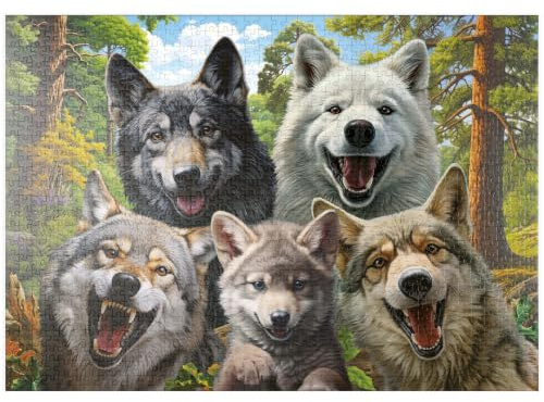 MyPuzzle Fröhliches Wolfsrudel - Premium 1000 Teile Puzzle - MyPuzzle Sonderkollektion von Puzzle Galaxy