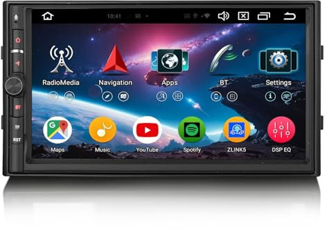 Erisin 8-Núcleo Android 14 4GB+64GB GPS Navegación Radio Coche Doble DIN para Nissan GPS Navegador 7 Pulgadas IPS Pantalla Ayuda CarPlay Android Auto Bluetooth 5.0 WiFi 4G DSP DAB+ FM RDS TDT OBD2 USB