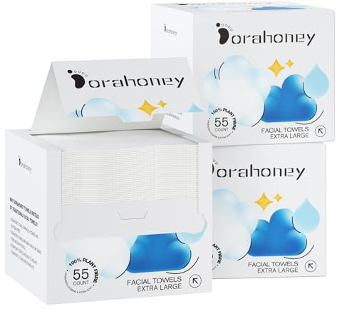 Asciugamani per il viso usa e getta, 30,5 x 30,5 cm, asciugamani per il viso ultra morbidi per pelli sensibili, salviette asciutte struccanti, 165 pezzi (3 confezioni da 55)