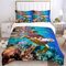 Bettwäsche Schildkröte 135x200,3D unterwasserwelt Bettwäsche Set,Delfin,Tropischer Fisch,Korallen,Meeresleben Bettbezug,Blaue Unterwasserwelt Bettbezug für Kinder (Unterwasserwelt-A, 135x200cm)