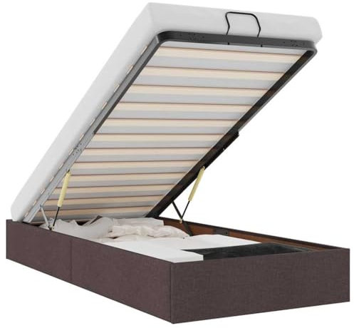 vidaXL Ottoman-Bett ohne Matratze Dunkelbraun 90x200 cm Stoff, Bettrahmen, Bettgestell mit Stauraum, Polsterbett, Bettgestell, Bettrahmen mit Stauraum