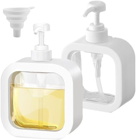 MisFun 2 Pcs Seifenspender Set, Durchsichtig Soap Dispenser Pumpspender, Seifenspender Bad Transparent Lotionspender, Handseifenspender Duschgelspender, für Küche Bad Flüssigseifen (500ML)