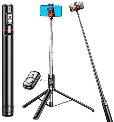 VELOGA 72″ Selfie Stick Tripod with Bluetooth Remote – Extendable Phone Tripod Stand Compatible with iPhone, Samsung & Android, Lightweight Travel Vlogging Camera Holder