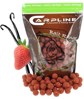 Carpline24 Boilies Erdbeere Scopex - 5 kg - 16 mm - Karpfenköder zum Angeln, Carp Baits, Futterboilies zum Anfüttern von Karpfen, Angelfutter mit Lockstoff