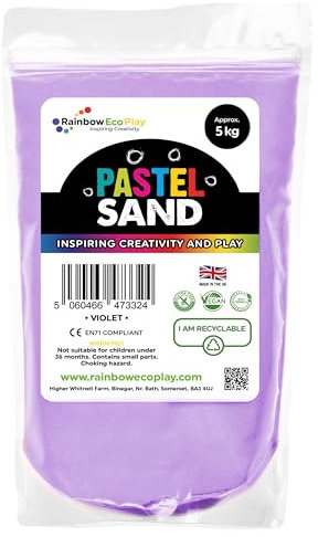 Rainbow Eco Play – Coloured Decorative Craft Sand - Pastel - Natural Play Sand - Sand Art Kits for Kids - Children Play Sand – Violet - 5kg
