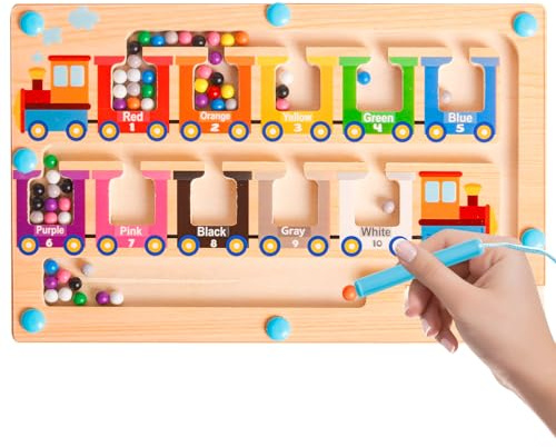 Montessori Toys for 2 3 4 Year Old Boys Girls Kids Gifts, Wooden Magnetic Maze Toys Age 3 Toddler Learning Educational Toys Color Sorting Game Christmas Birthday Gifts for 2-5 Year Old Girls Boys
