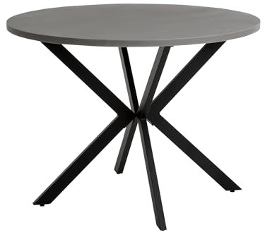 PATIO Gartentisch rund 100 cm Lukka Outdoor Kaffeetisch Metall Beine Stein & Polyesterharz Tischplatte matt