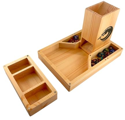 Hunmor Holz Würfelturm DND Dice Tower, Würfelturm mit Würfelbretter | DND-Würfelrollturm, Magnetischer tragbarer Rollenturm für Dungeon and Dragon, Cthulhu, Tischspiel und RPG-Spiele
