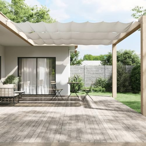 HaoChrymec Senkrechtmarkise aus Oxford-Gewebe, Wasserfest und UV-beständig, Für Balkon und Garten, Freistehende Markise, Klemmmarkise Balkon, Weiß, 140 x 600 cm